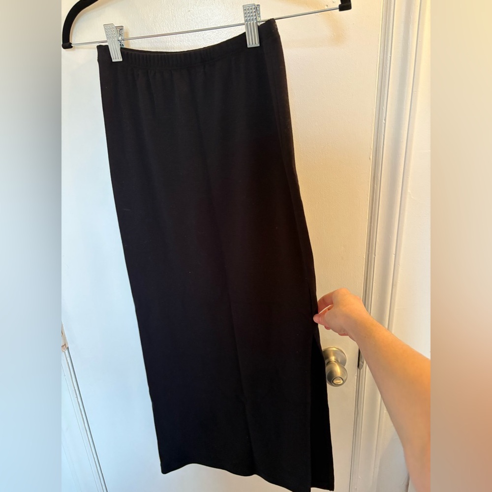 Black Stretch Midi Skirt